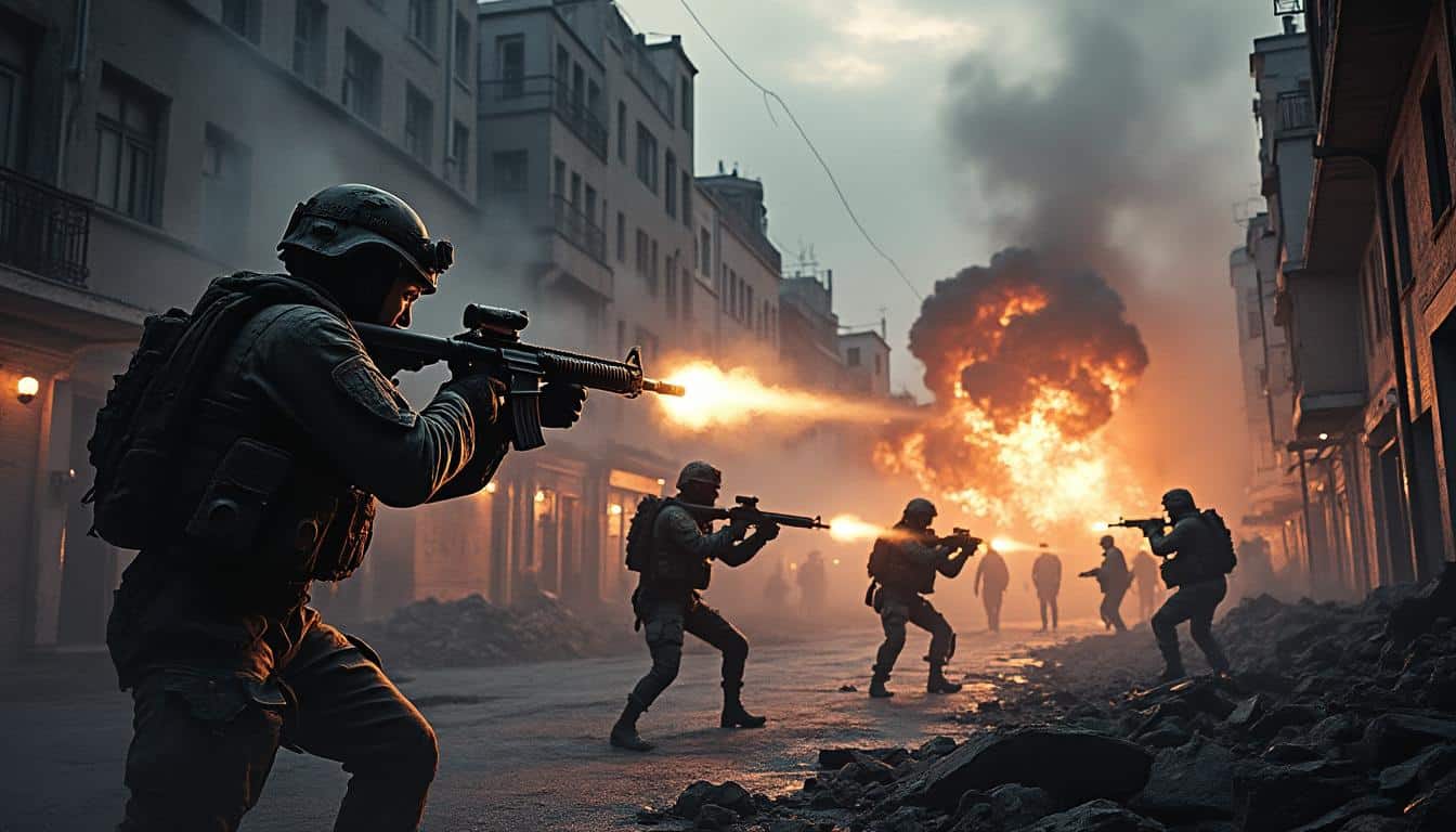 plongez au cœur d'une scène de combat intense où chaque coup résonne avec réalisme. découvrez une bataille épique, avec des détails saisissants qui mettent en avant la bravoure des protagonistes et l'adrénaline palpable. ressentez l'urgence et la tension alors que chaque mouvement compte et que l'issue demeure incertaine.