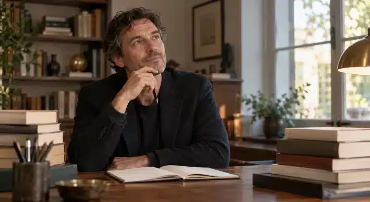décrire un personnage écrivain songeur